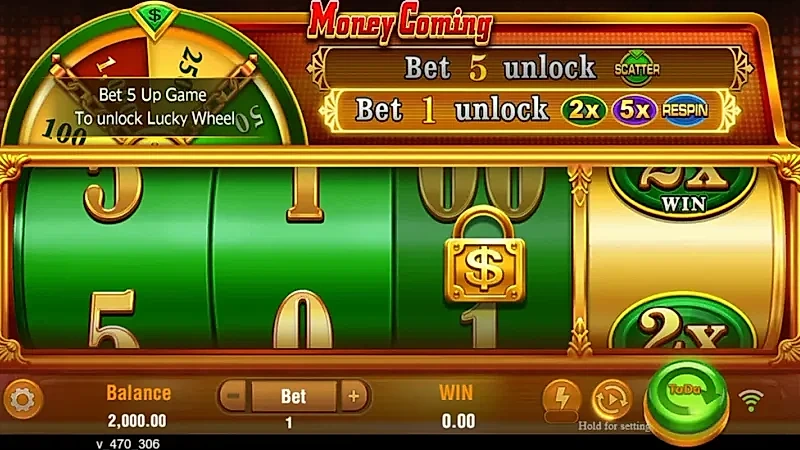 Money Coming Top Multiplier Wheel and Scatter Respin Feature